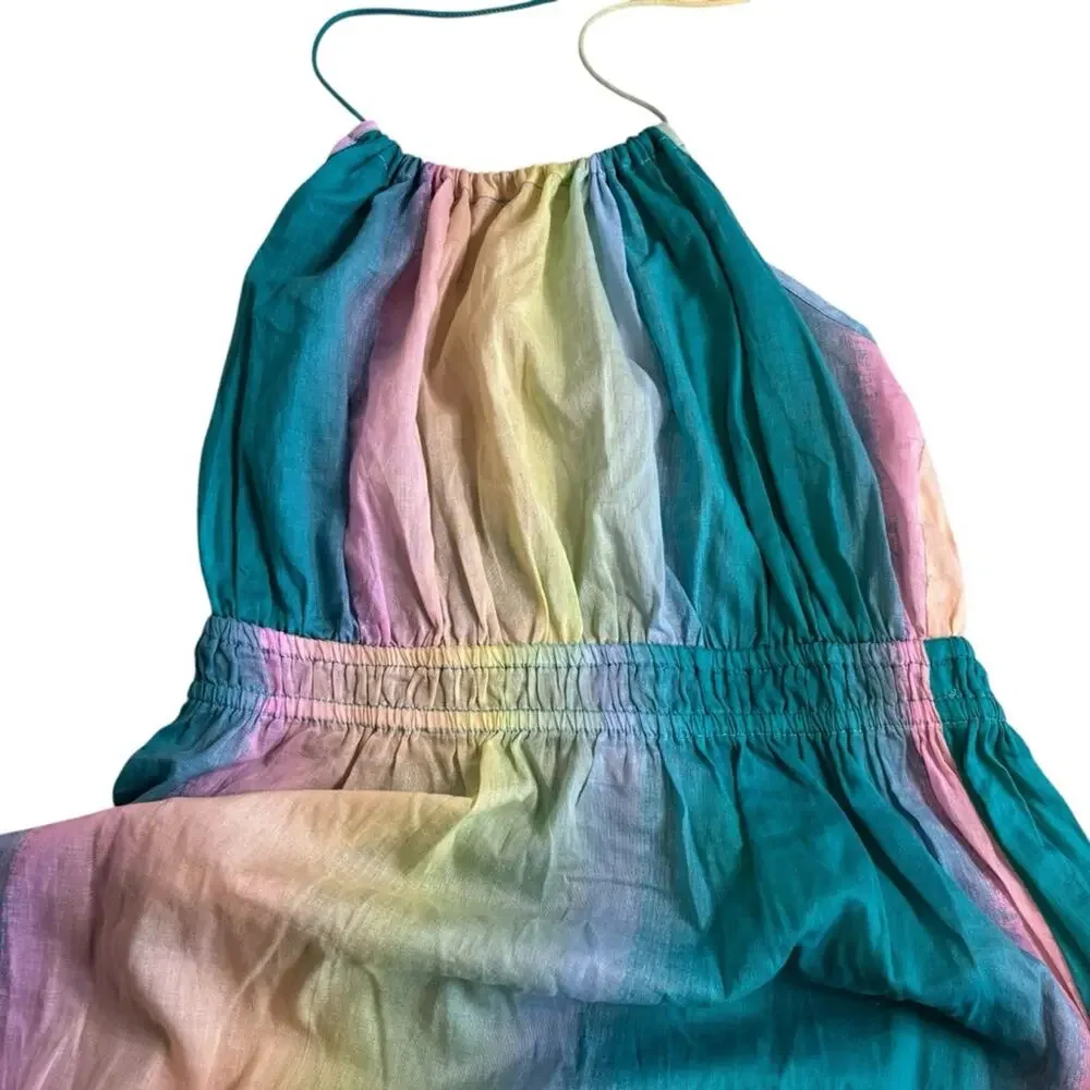 Asos Long Beach Dress Swim Cover Up Halter Style Hand‎ Dyed Pastels Size 6
